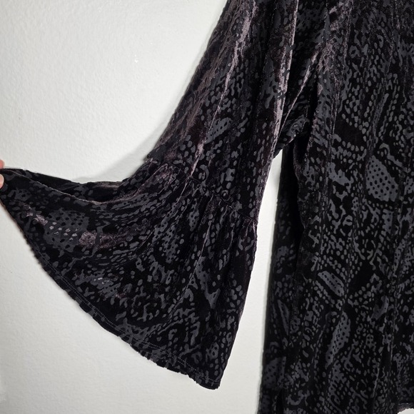 Ruby Rd Womens 1X Black Paisley Velvet Burnout Tunic Top Whimsigoth Witchy - Picture 2 of 7